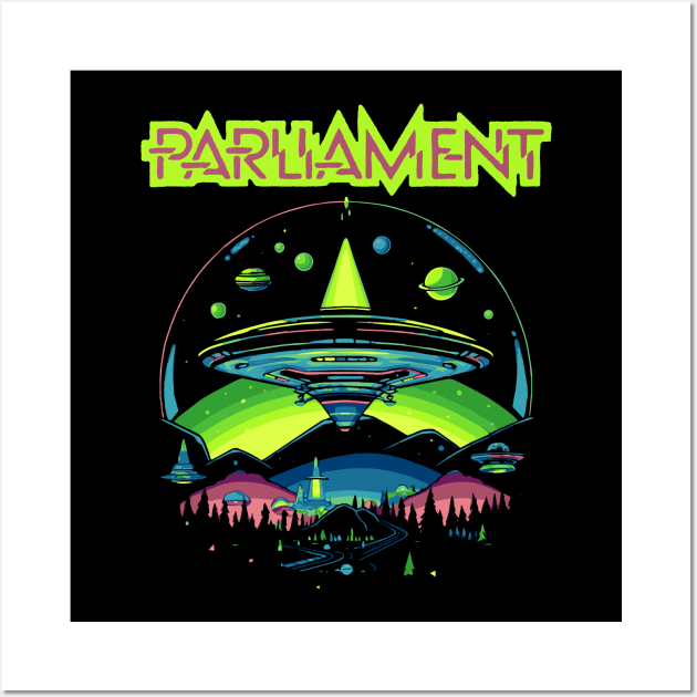 Parliament Funkadelic Retro Mothership UFO Rock Funk Throwback Wall Art by robotbasecamp